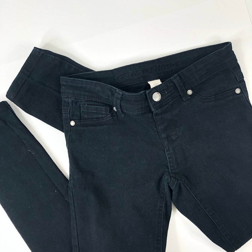 Blue Asphalt Black Straight Leg Skinny Jeans